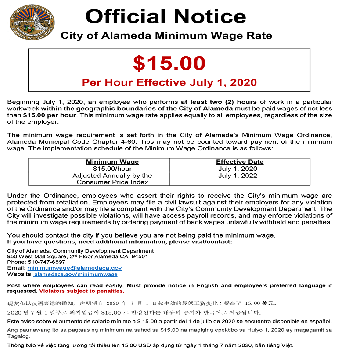 City of Alameda Minimum Wage