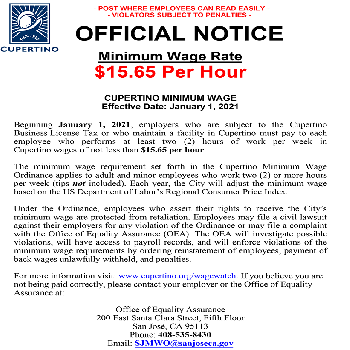 Cupertino Minimum Wage