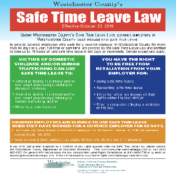 Westchester County safe Time Leave Poster