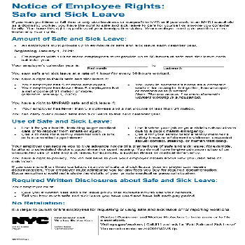 New York City Safe and Sick Leave Poster