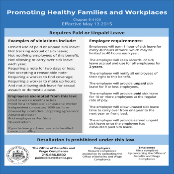 Philadelphia Promoting Healthy Families and Workplaces Poster