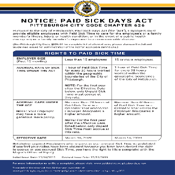 Pittsburgh Paid Sick Leave Poster