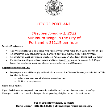 City of Portland Minimum Wage