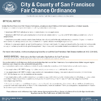 City of San Francisco Fair Chance Ordinance Notice